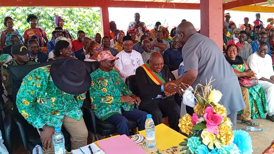 Bar. Nkea Emmanuel President General for LECUDO greeting the Mayor for the Menji Municipality